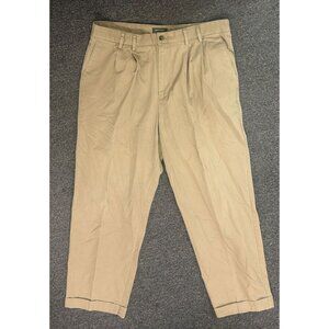 Vintage Dockers Khakis Mens 36x30 Tan Pleated Cuffed Chino Pants 90s Y2K